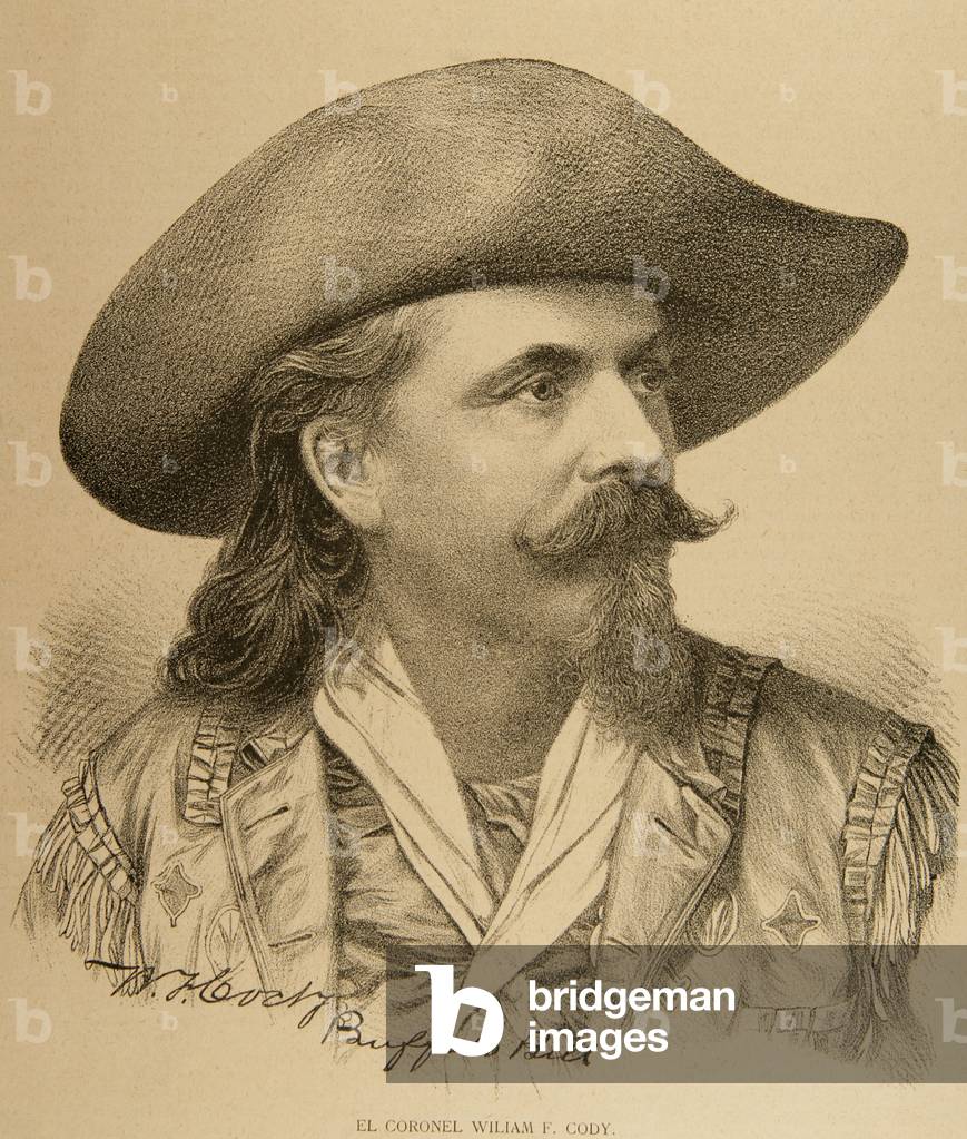 Portrait of Buffalo Bill from Illustration, 1890 (engraving)