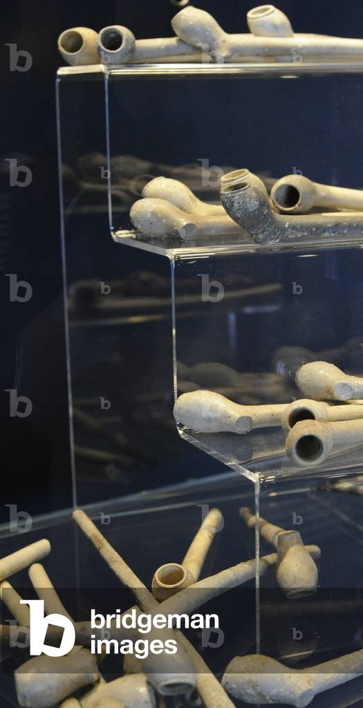 Clay tobacco pipes, found in Oslo on the floor of the old harbour, Norway