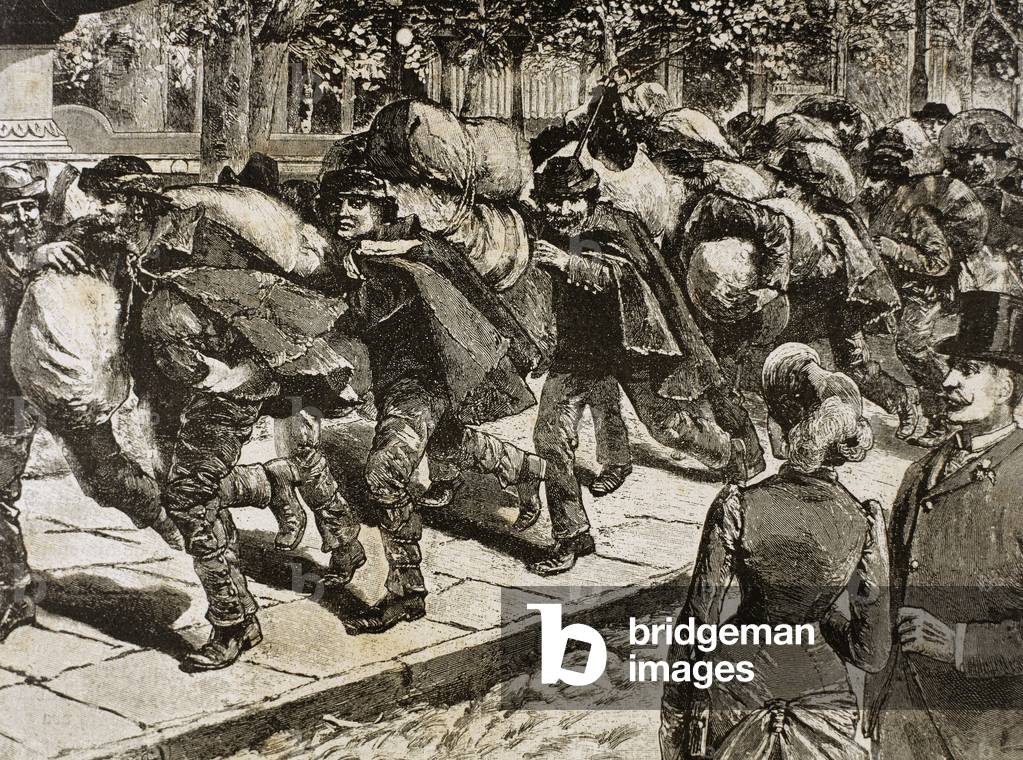 Arrival of Italian immigrants to New York. 1863. Engraving.