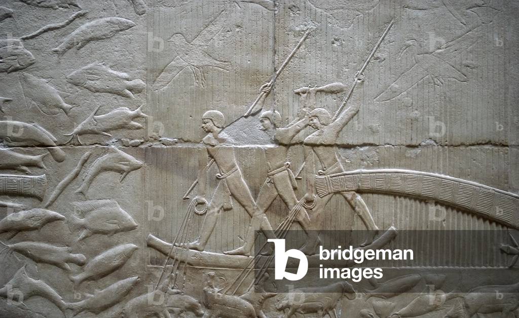 Egypt. Saqqara. Mastaba of Kagemni. Relief. Hunting hippos.