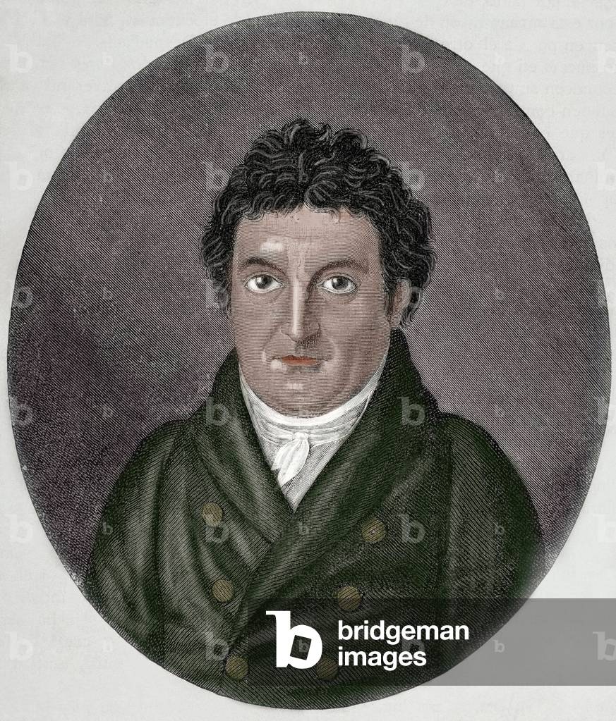 Johann Gottlieb Fichte (1762-1814). German Philosopher (colour engraving)