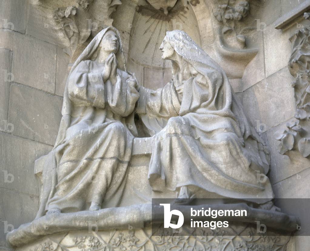 The Visitation by Llorenc Matamala i Pinol, Sagrada Familia, Barcelona, Spain.