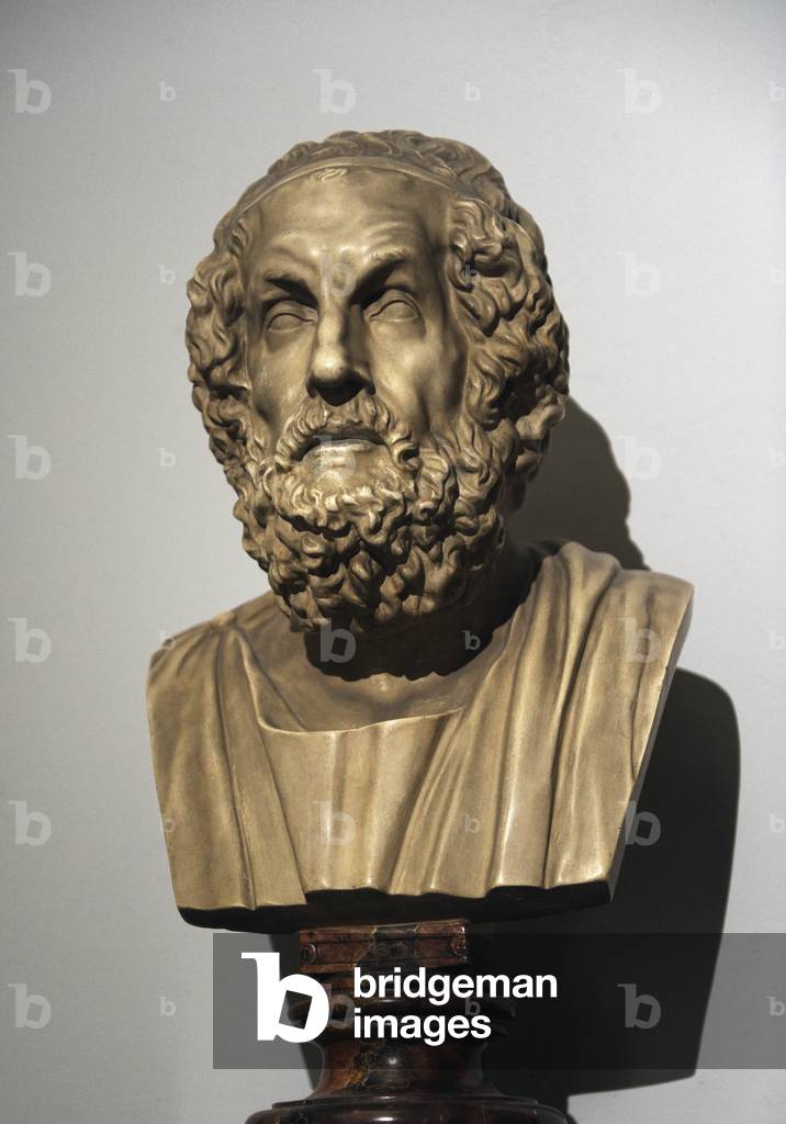 Homer (c. 8th century). Greek epic poet. Modern copy of a hellenistic original dated between 200-150 BC. Pergamon Museum. Berlin. Germany.