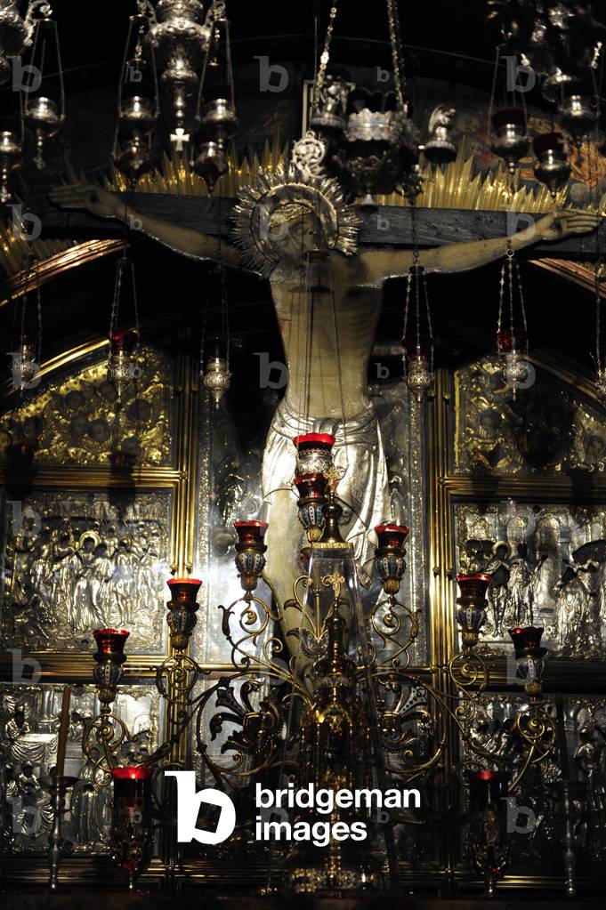 Israel. Jerusalem. Church of the Holy Sepulchre. Golgotha altar.
