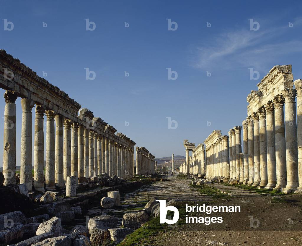 Syria, Apamea, Great Colonnade and cardo maximus.