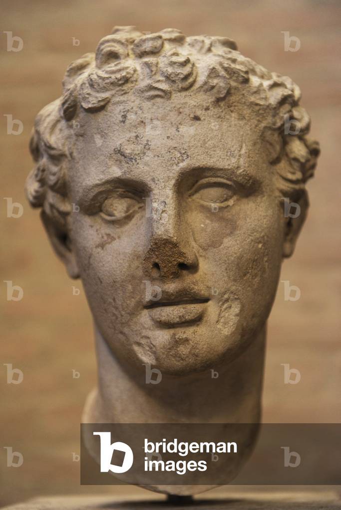 Head of Ares, god of war. Roman sculpture.