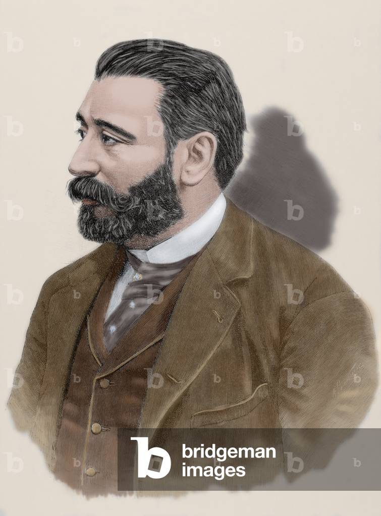 Aureliano Linares Rivas (1841-1903) (colour engraving)