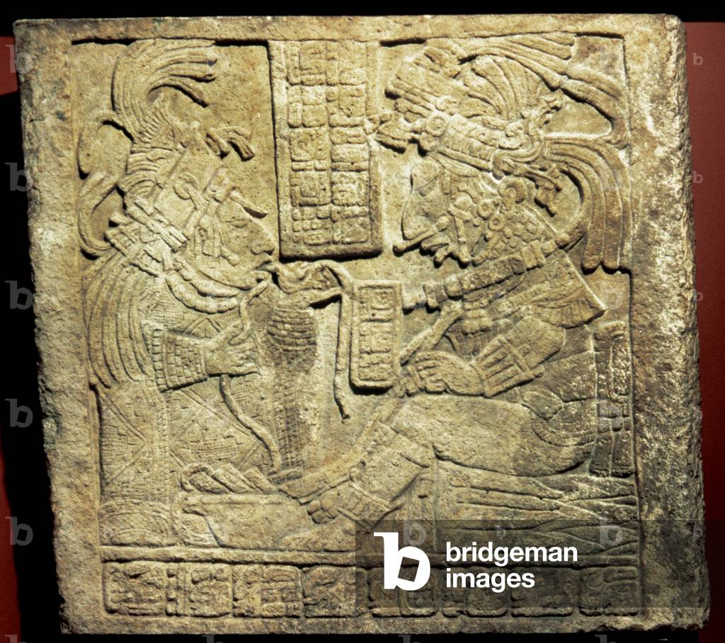 Pre-Columbian art. Lintel 17 from Yaxchilan, Late Classic Maya. 8th century. British Museum.