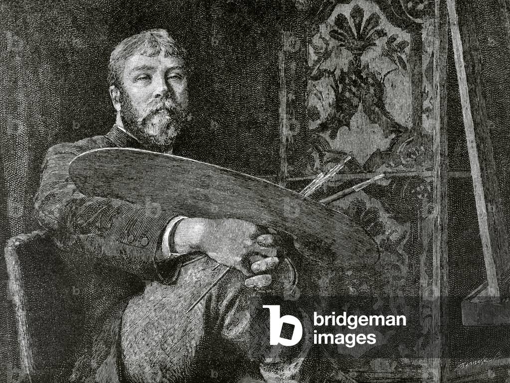 Self-Portrait of Edward John Gregory, British painter (engraving)