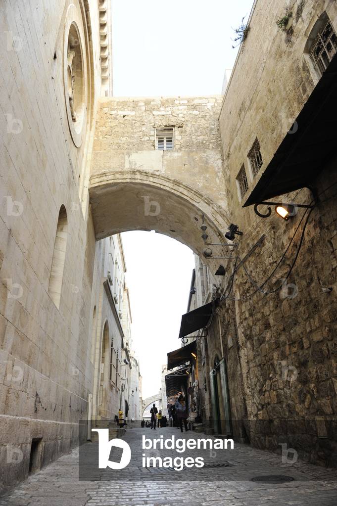 Israel. Jerusalem. Via Dolorosa with the Arch of Ecce Homo.