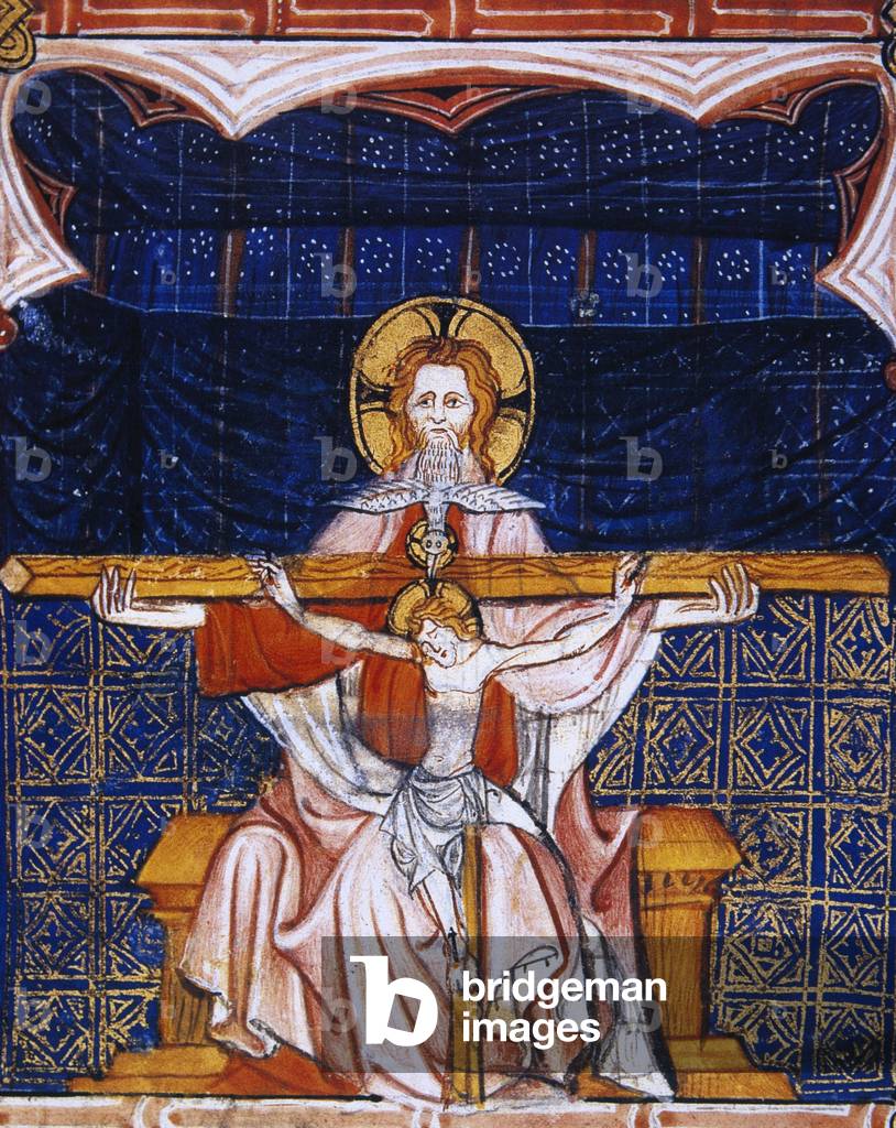 Holy Trinity, Father, the Son  and the Holy Spirit, from 'Le Roman de la Rose', 16th century (miniature)