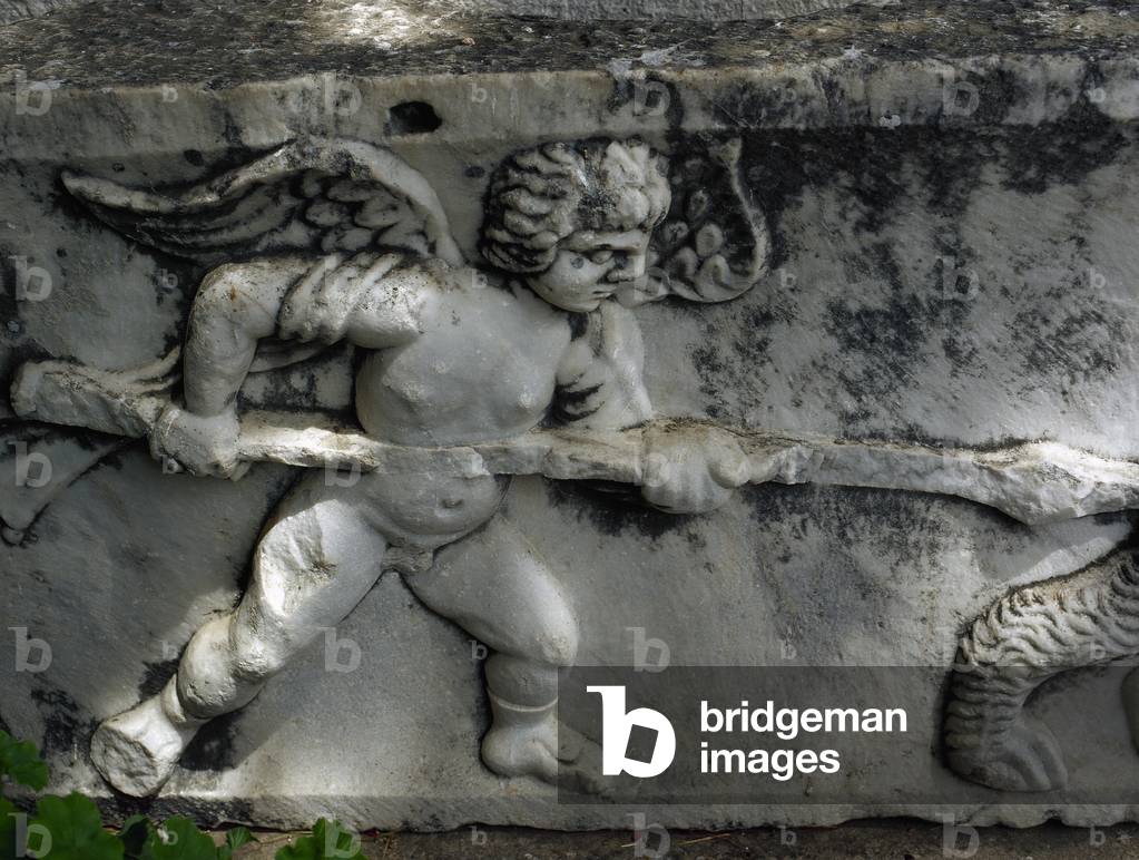 Roman art. Turkey. Sarcophaghus. Relief. Detail. City Museum Mileto.