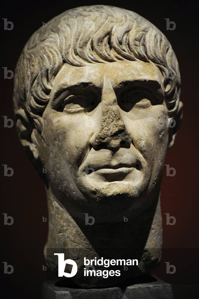 Roman bust of emperor Trajan (53-117) of the decennalia type, c.103-117