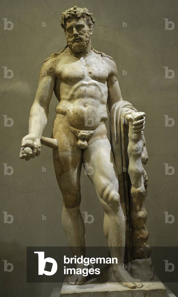 Statue of Heracles, Greek hero, son of Zeus. Marble. Roman work. 2nd c. AD. After the original Greek of mid-fourth c. BC.