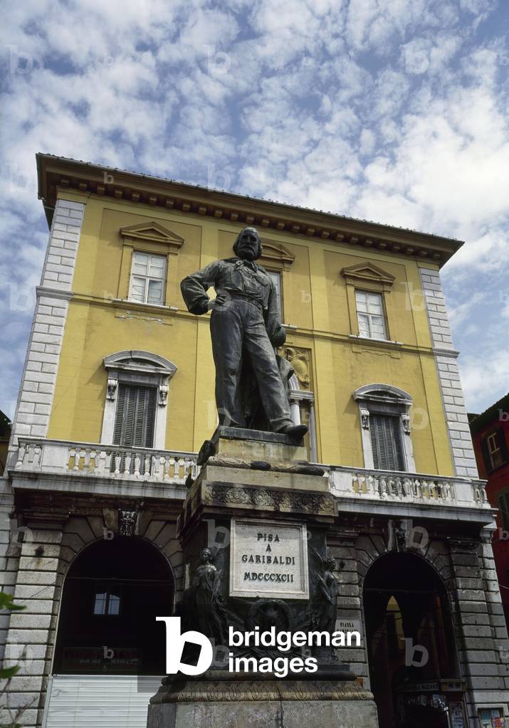 Italy, Pisa. Monument of Giuseppe Garibaldi (1807-1882). Italian military and political leader. Sculpture by Ettore Ferrari (1845-1929) in 1892.