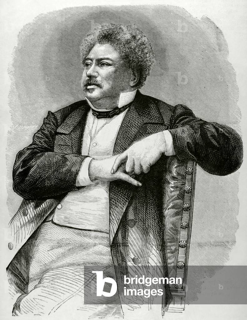 Portrait of Alexandre Dumas (1802-1870), French writer (engraving)