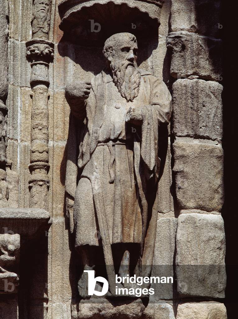 Saint Paul. Sculpture by Cornelis of Holanda (16th century). Facade of the Basilica of Santa Maria la Mayor, Galicia, Spain. (153-011494)