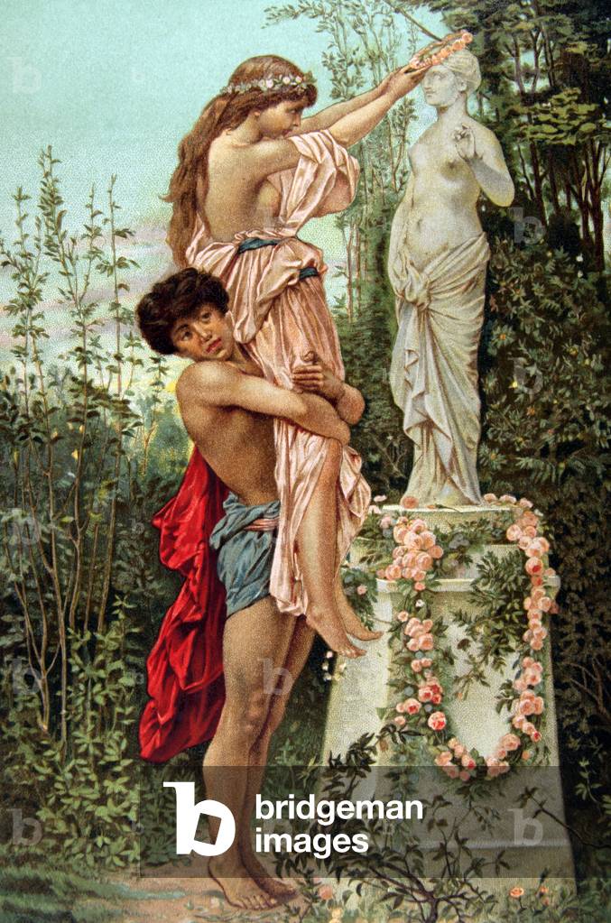 Offering to Venus by E. Medard (colour engraving)