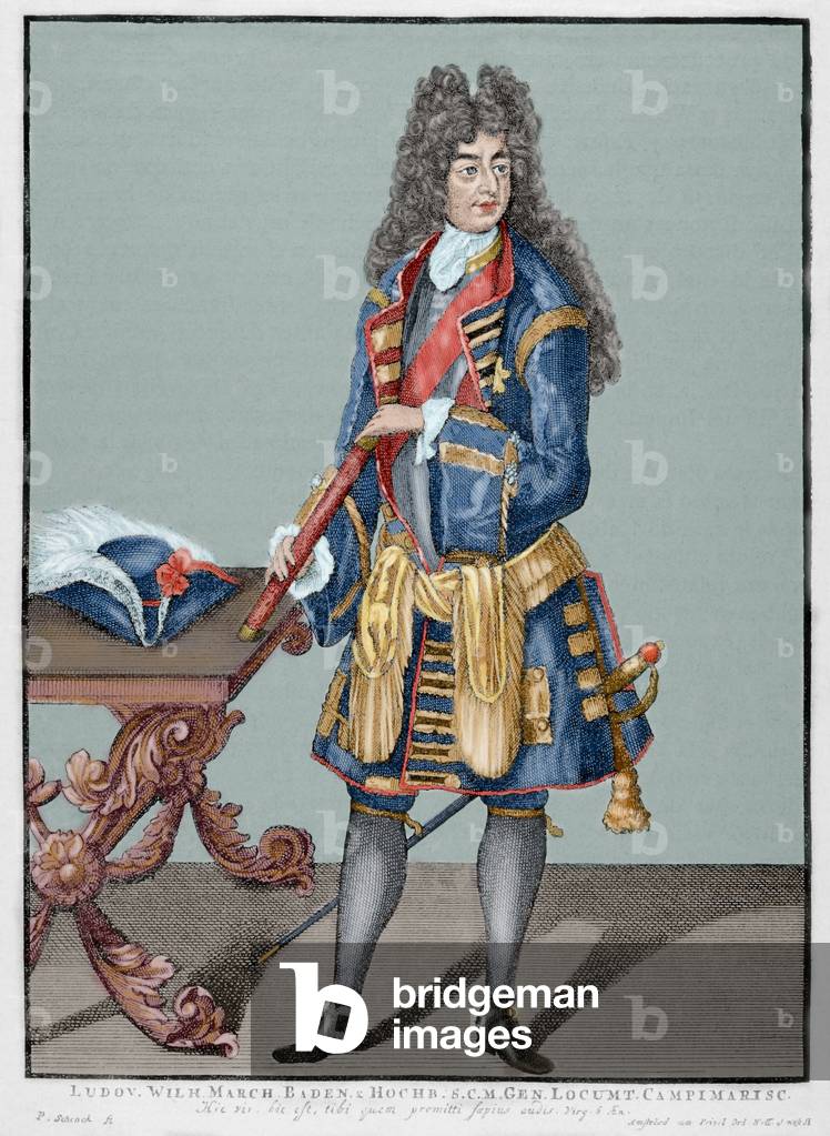 Louis William, Margrave of Baden-Baden (1655-1707). Engraving. coloured.