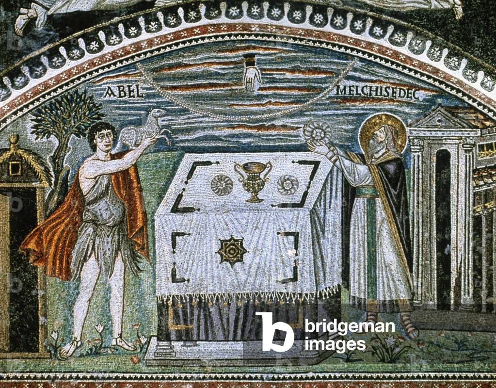 Sacrifice of Abel and Melchizedek  (538-545 AD). Basilica of St. Vitale. Ravenna. Italy.