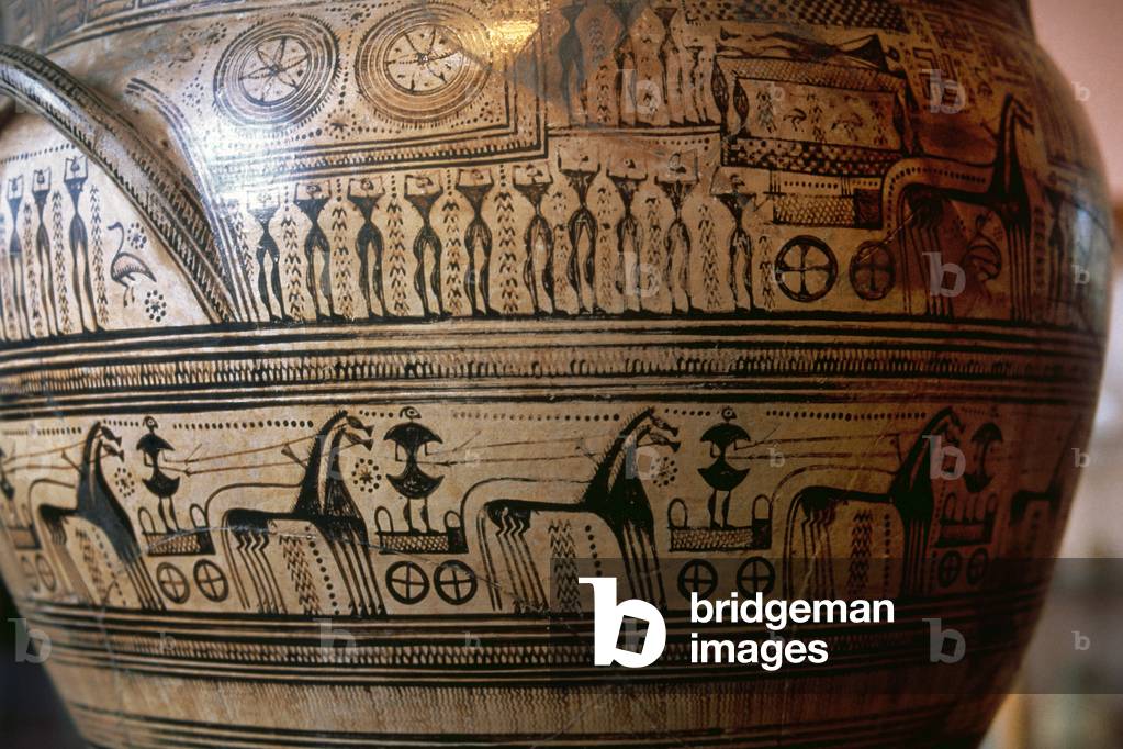 Greek Art, Geometric Period, Great Ceramic Krater, 750-735 BC, Detail, From Dipylon Cemetery, Greece.