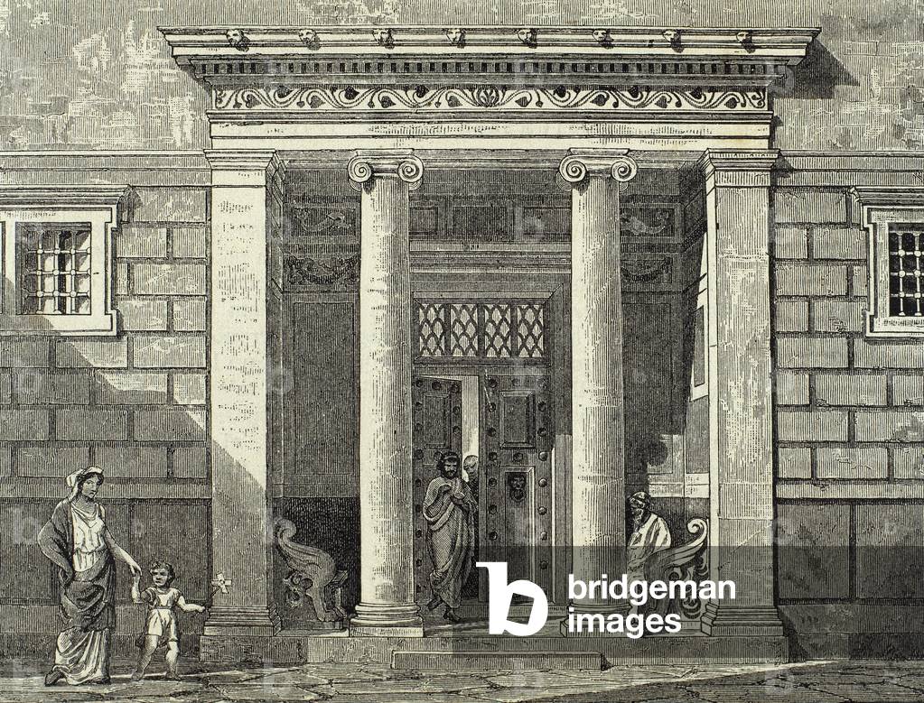 Classical Greek house, Entrance (engraving)