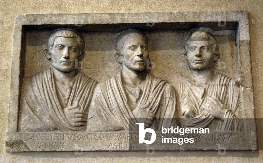 Roman funerary family portrait, Marble, 1st, Century B.C.