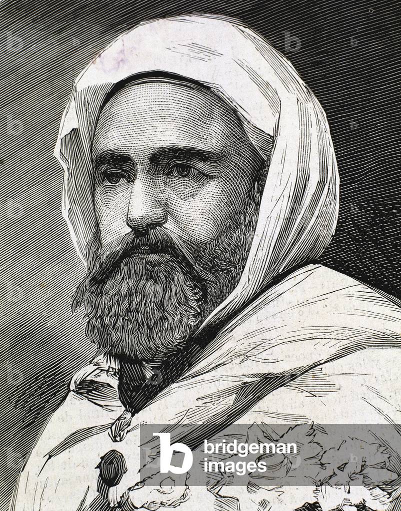 'Abd al-Qadir B Muhyi al-Din al-Hasani (Abdelkader) (1808 - 1883). Algerian Leader. Engraving.