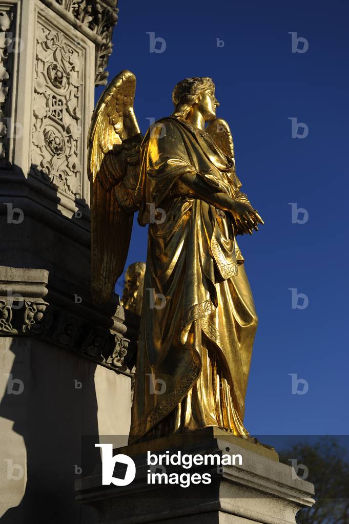 Croatia. Zagreb. Holy Mary's column with angels and fountain. Golden angel.