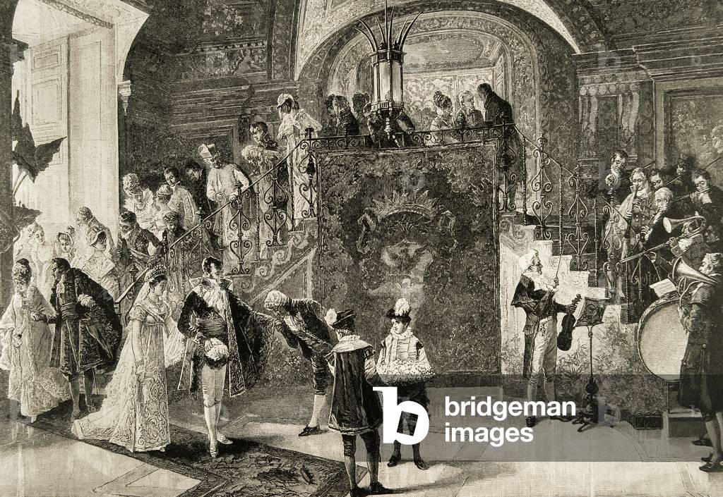 Wedding of Princess Borghese in Rome. Engraving.
