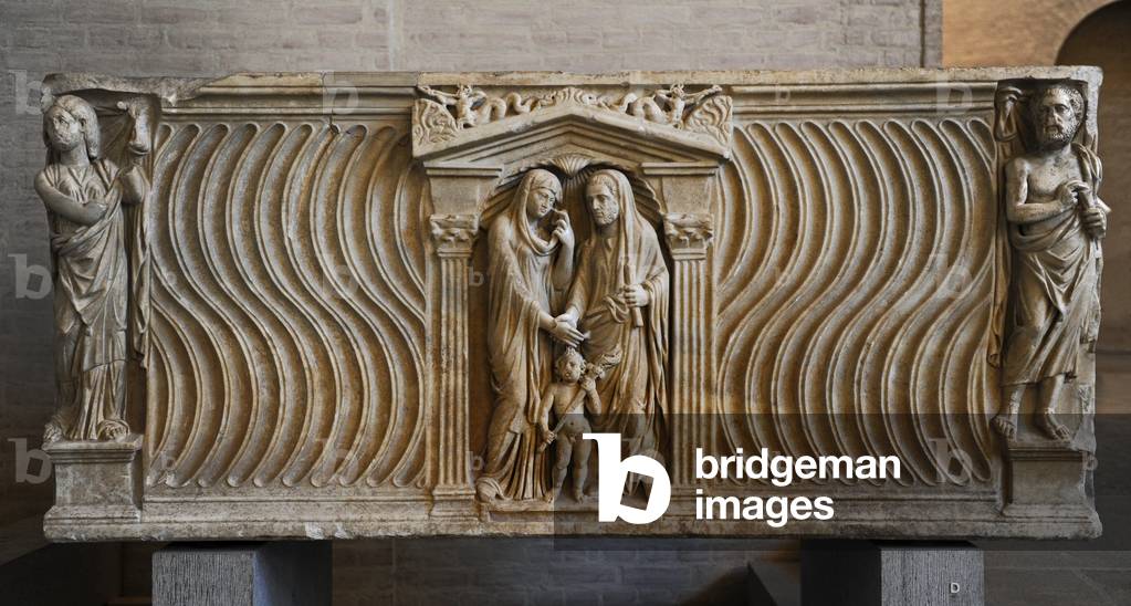 Sarcophagus of a married couple. About 240 AD. Ancient Rome.