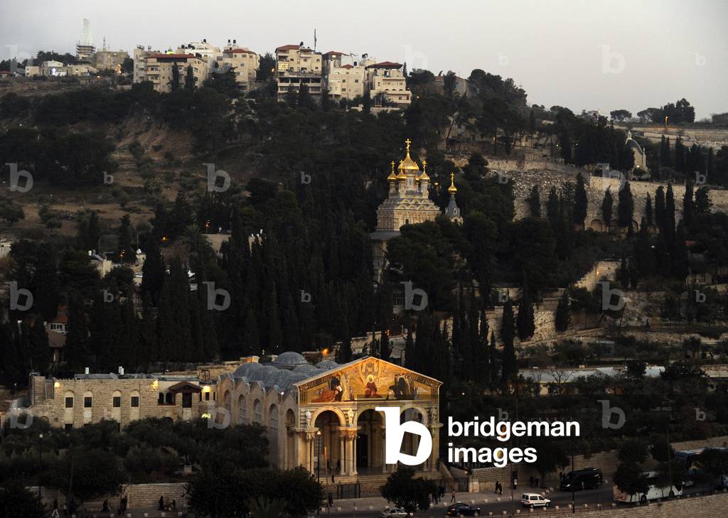 Israel. Jerusalem. Church of the All Nations and the Garden of Gethsemane. Mount of Olives, by Antonio Barluzzi (1884-1960)