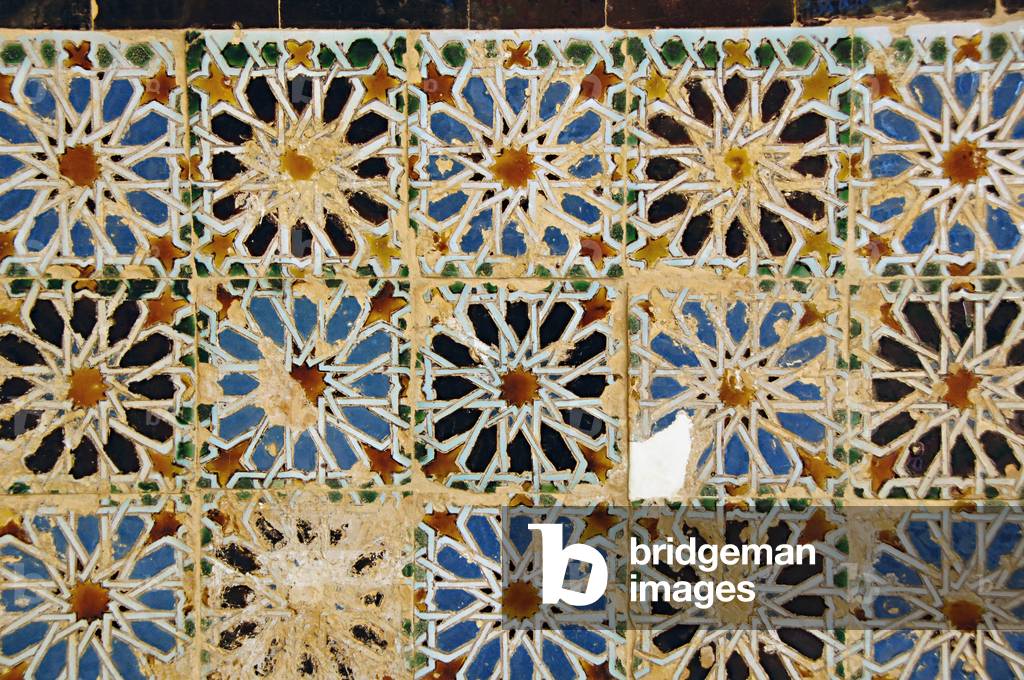 Cloister tiles, Monastery of Our Lady of the Caves, Island of the Charterhouse, Seville, Andalucia, Spain (glazed ceramic)