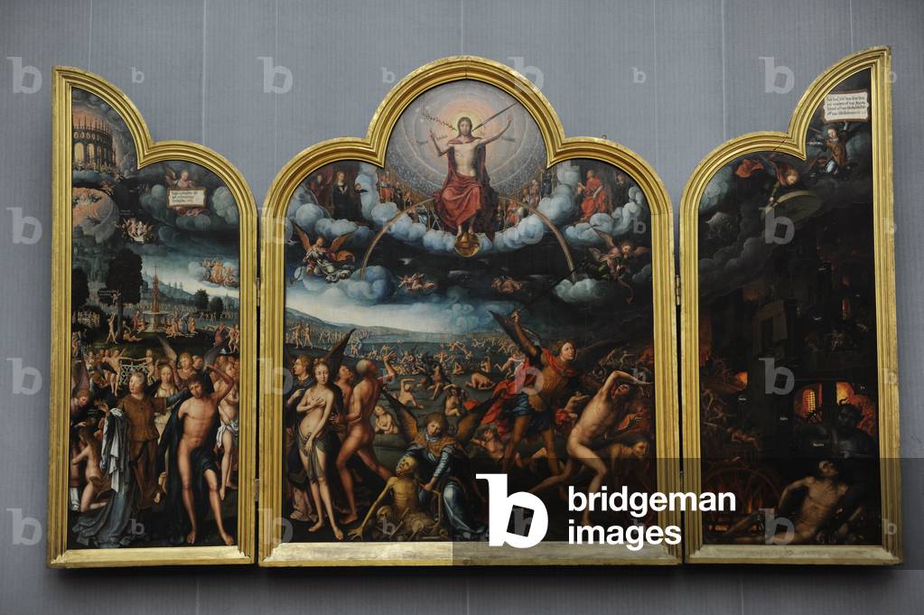Jehan Bellegambe the Elder (1470-1535 / 1536). French-speaking Flemish painter of religious paintings, triptychs and polyptychs. Triptych of Last Judgement, 1520-1525. Oil on panel. Gemaldegalerie. Berlin. Germany.