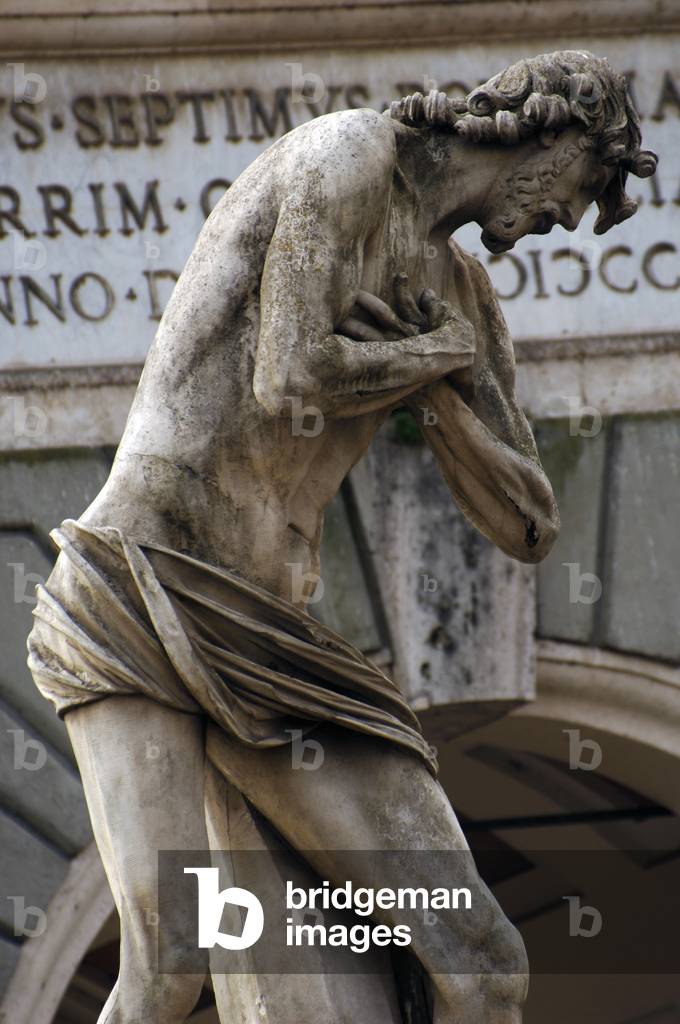 Statue decorating the bridge, Milvian bridge over the Tiber riber, Rome, Italy