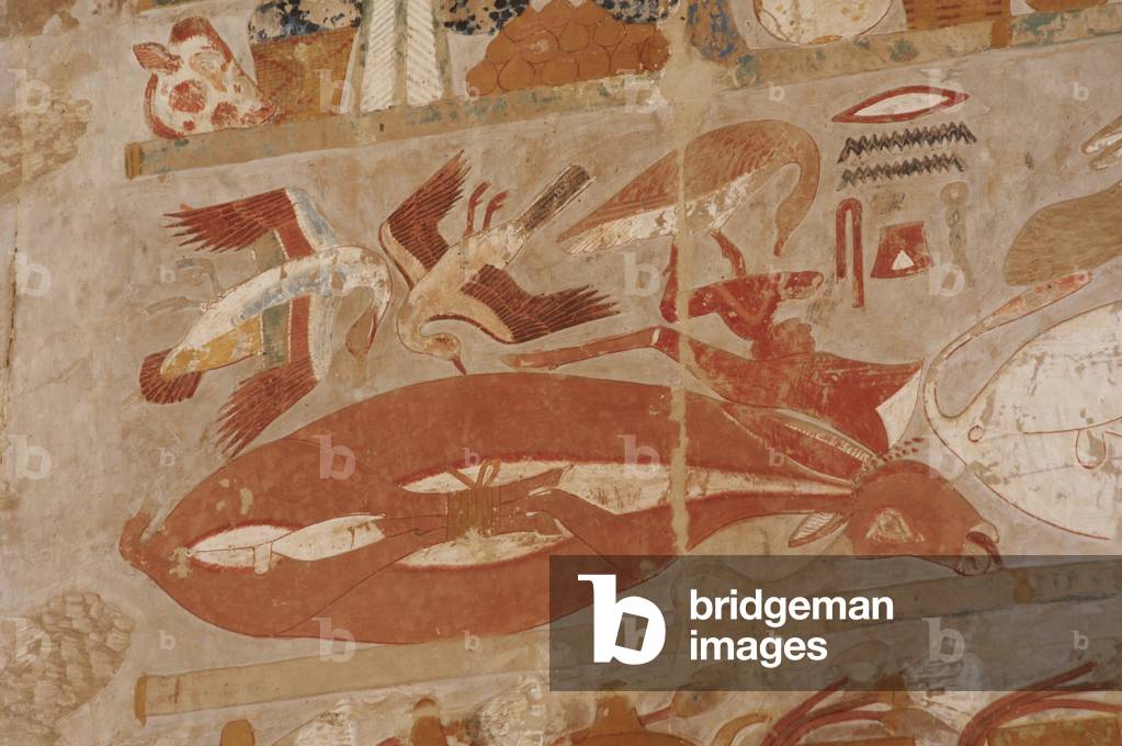 Relief depicting food placed in the table of offerings to the god Amun. Temple of Hatshepsut. Deir el-Bahari. Egypt. 