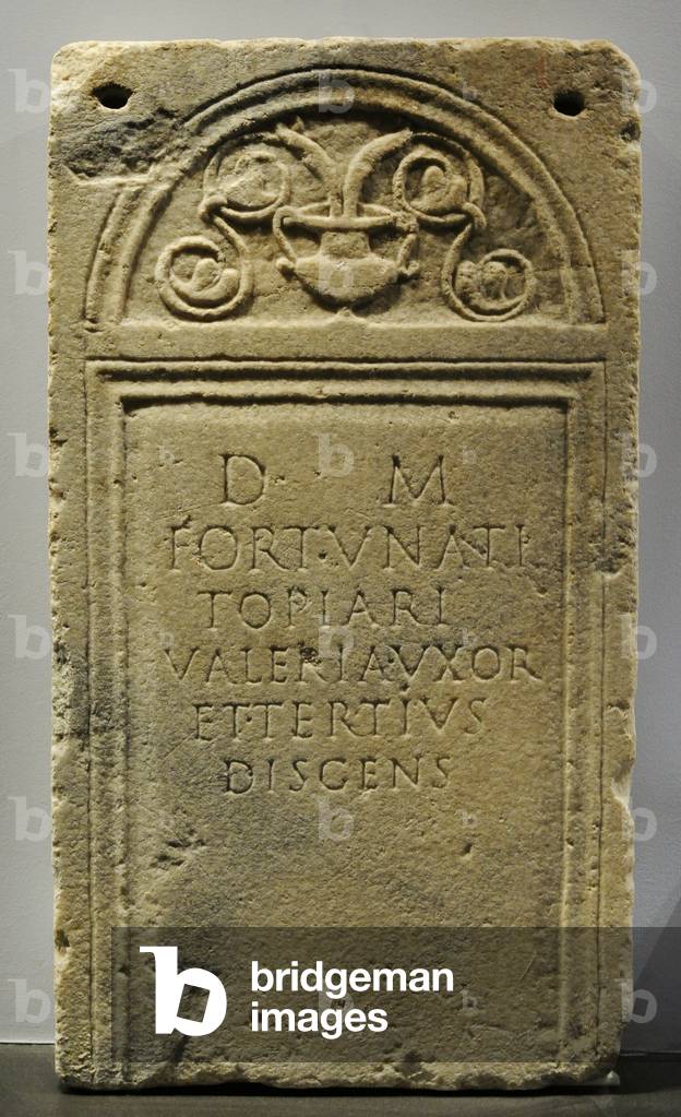 Funerary stele of gardener (topiarius) Fortunato, from Como, Mid 1st century AD (marble)
