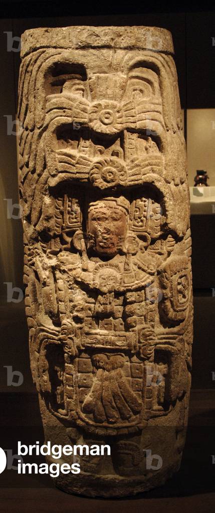 Pre-Columbian Art. Maya. Mexico. Column depicting a man.