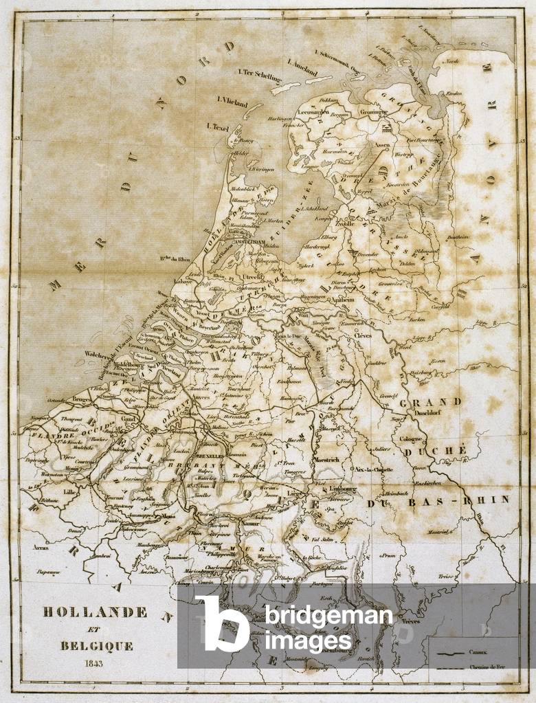 Netherlands and Belgium, Map (engraving) 1843