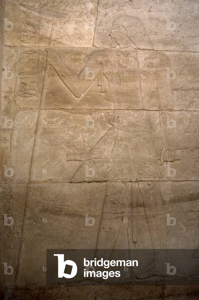 Male figure standing with a baton and scepter, Relief, Mastaba of Kagemni, Saqqara, Egypt
