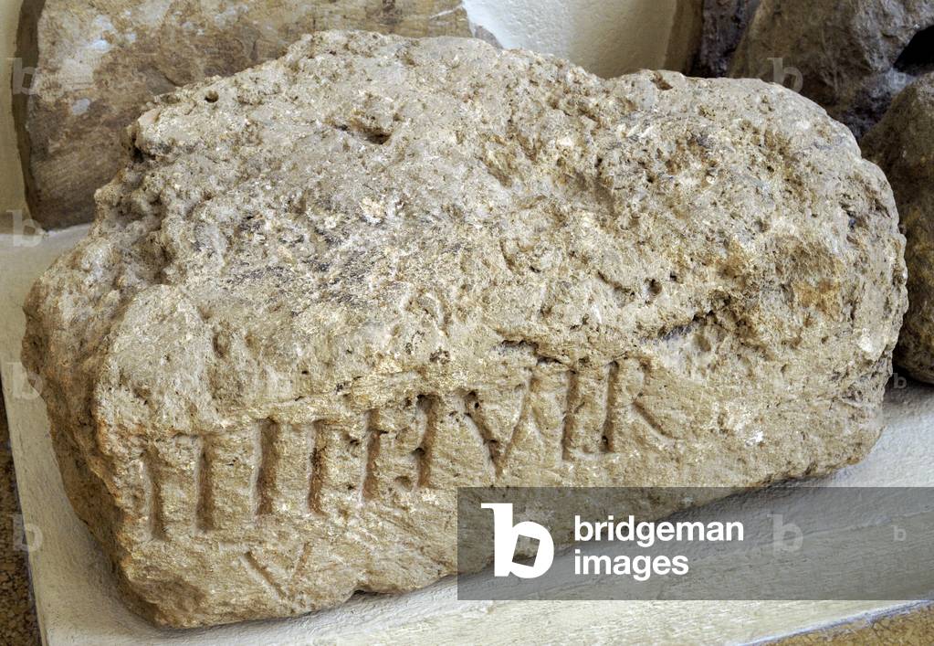 Fragment of a amphitheater seat with inscription, 2nd century AD Tarragona, Spain