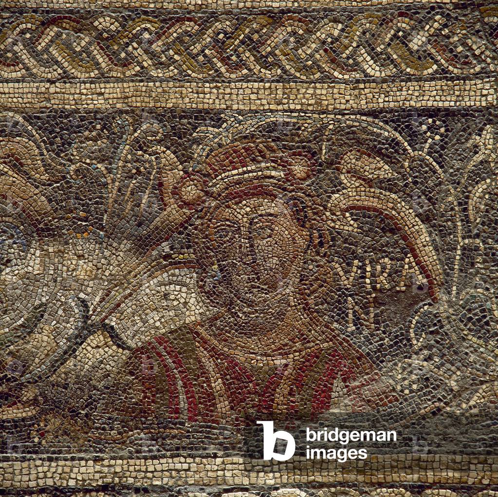 Roman mosaic, Female figure depicting the Summer, Villa Las Tiendas, 4th century