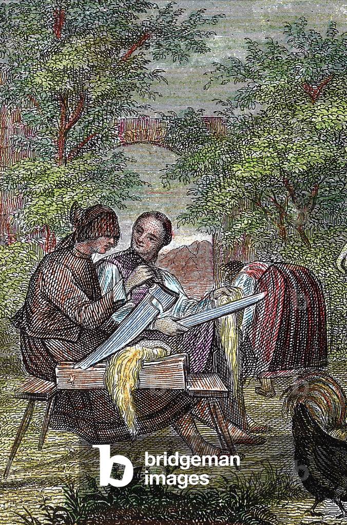 Peasants - 19th century - Colorised engraving - Peasants - 19th century - Colored engraving