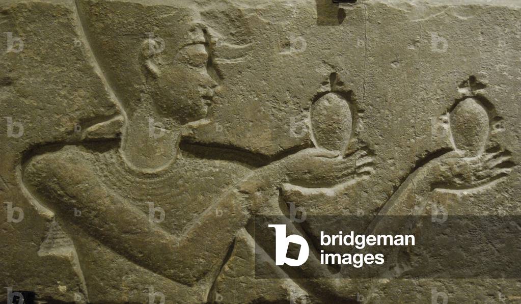 Reliefs from the temple of Ptolemy I Soter (367-283 BC) in Sharunas. Egypt.