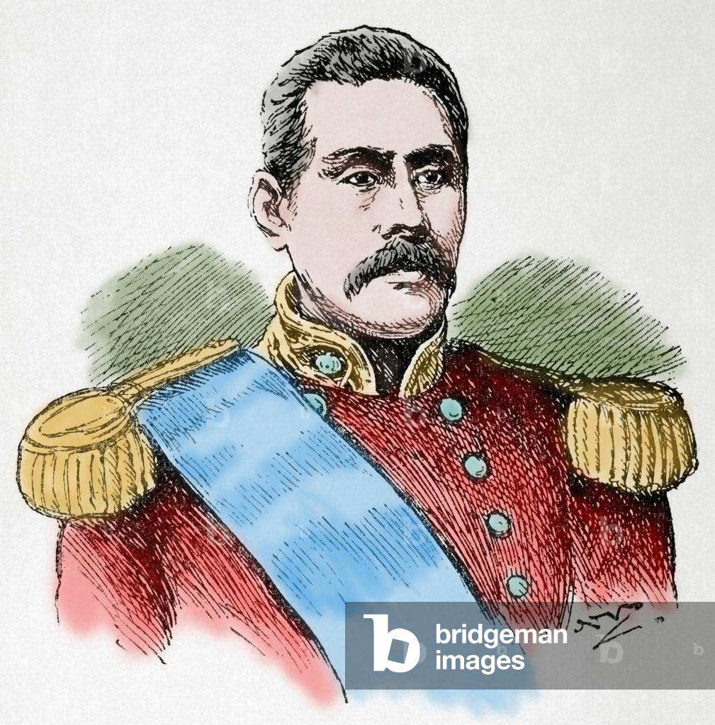 Susuga Malietoa Laupepa (1841-1898). Ruler of Samoa (colour engraving)