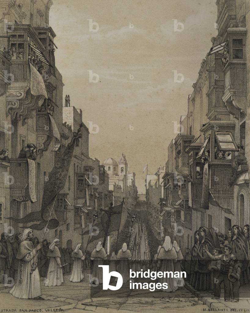 View of the San Paolo Street. Lithograph, 19th century