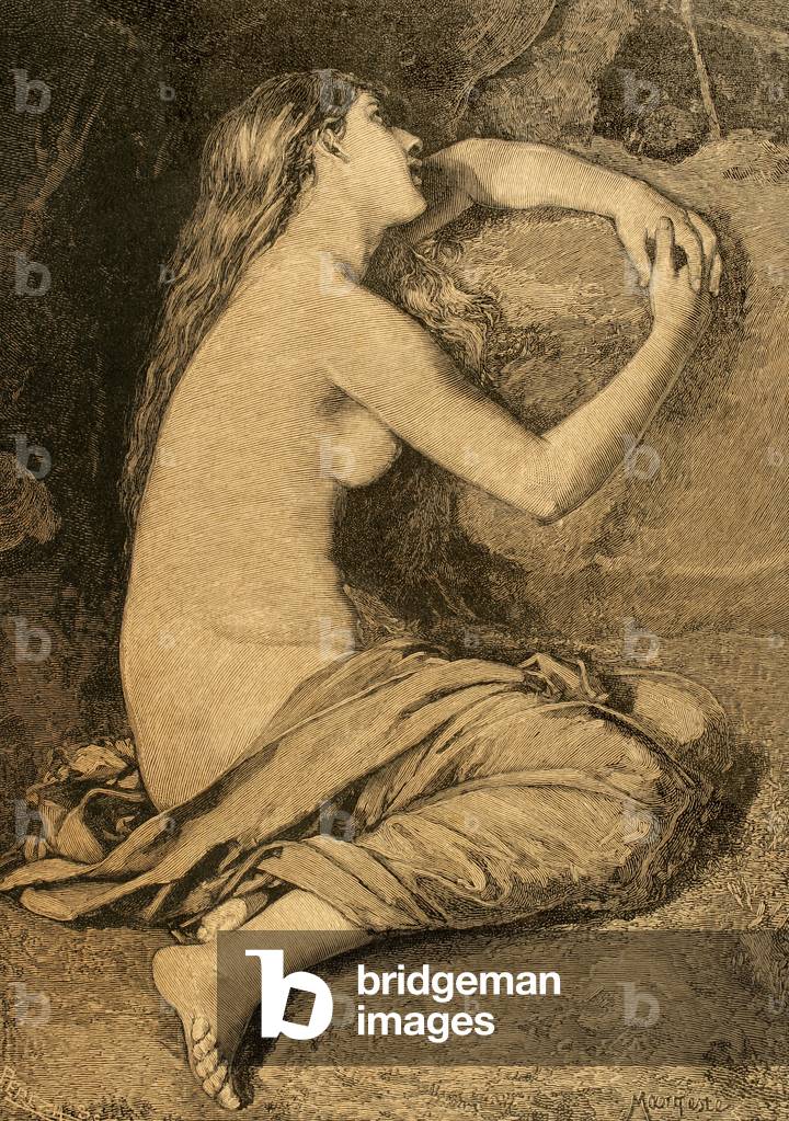 Repentant Mary Magdalene. Engraving.