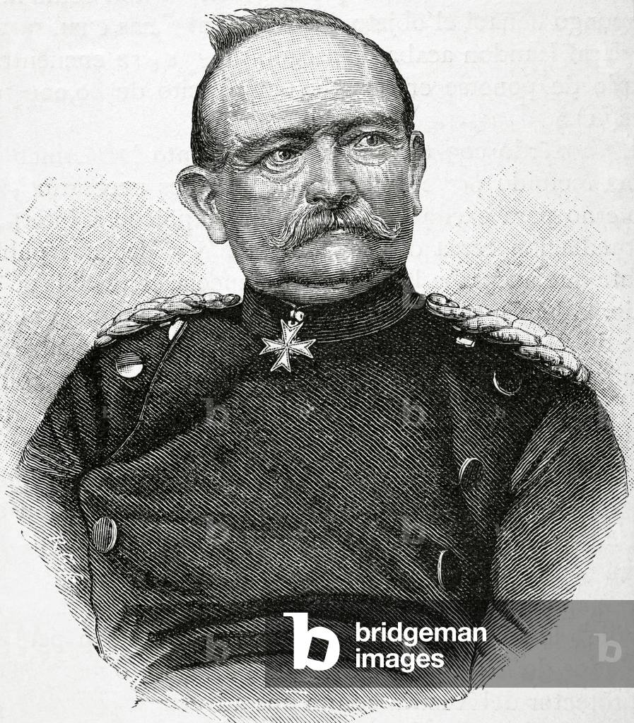 Portrait of Eduard von Fransecky, Prussian general (engraving)