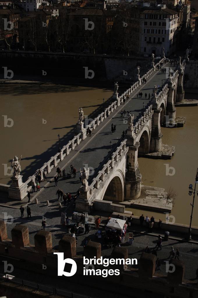 Italy. Rome. Saint Angelo Bridge (1668-1671). Aerial view.