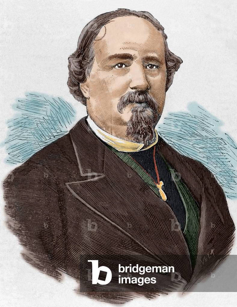 Emilio Arrieta (1823-1894). Colored engraving.
